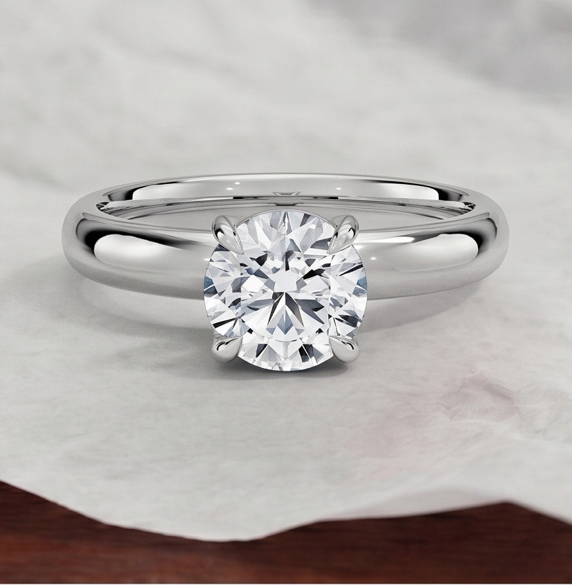 round cut lab grown diamond classic solitaire engagement ring