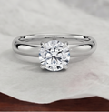 14K Gold 1 Carat Round Cut Lab Grown Diamond Solitaire Engagement Ring