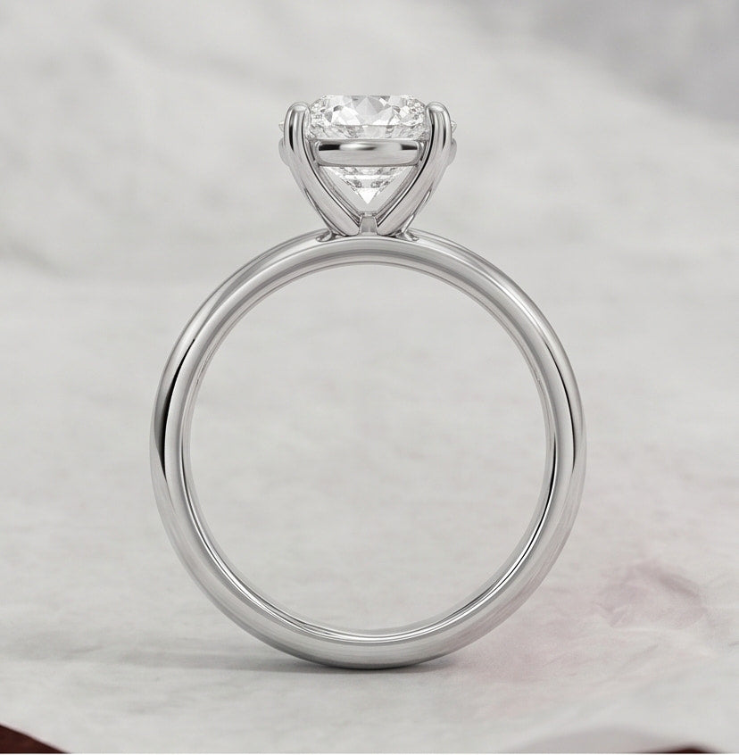 round cut lab grown diamond classic solitaire engagement ring