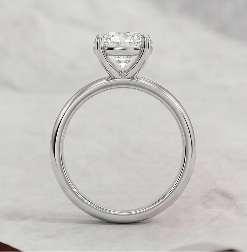 Round Cut Lab Grown Diamond Classic Solitaire Engagement Ring