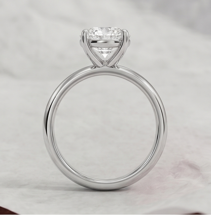 14K Gold 1 Carat Round Cut Lab Grown Diamond Solitaire Engagement Ring
