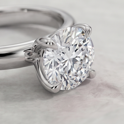 14K Gold 1 Carat Round Cut Lab Grown Diamond Solitaire Engagement Ring