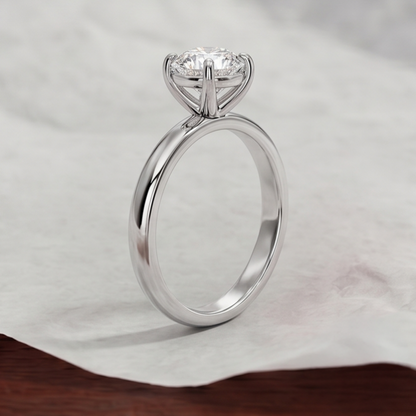 14K Gold 1 Carat Round Cut Lab Grown Diamond Solitaire Engagement Ring