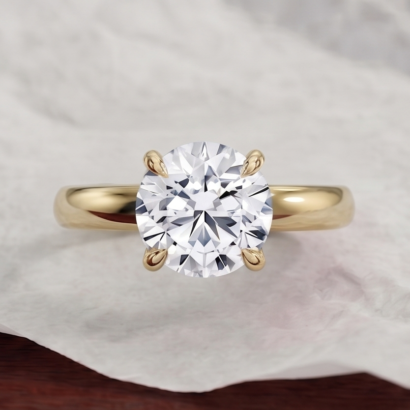 Round Cut Lab Grown Diamond Classic Solitaire Engagement Ring