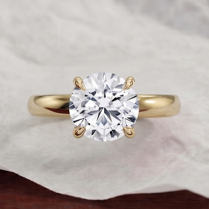 14K Gold 1 Carat Round Cut Lab Grown Diamond Solitaire Engagement Ring