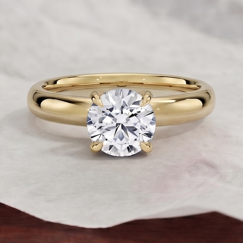 Round Cut Lab Grown Diamond Classic Solitaire Engagement Ring