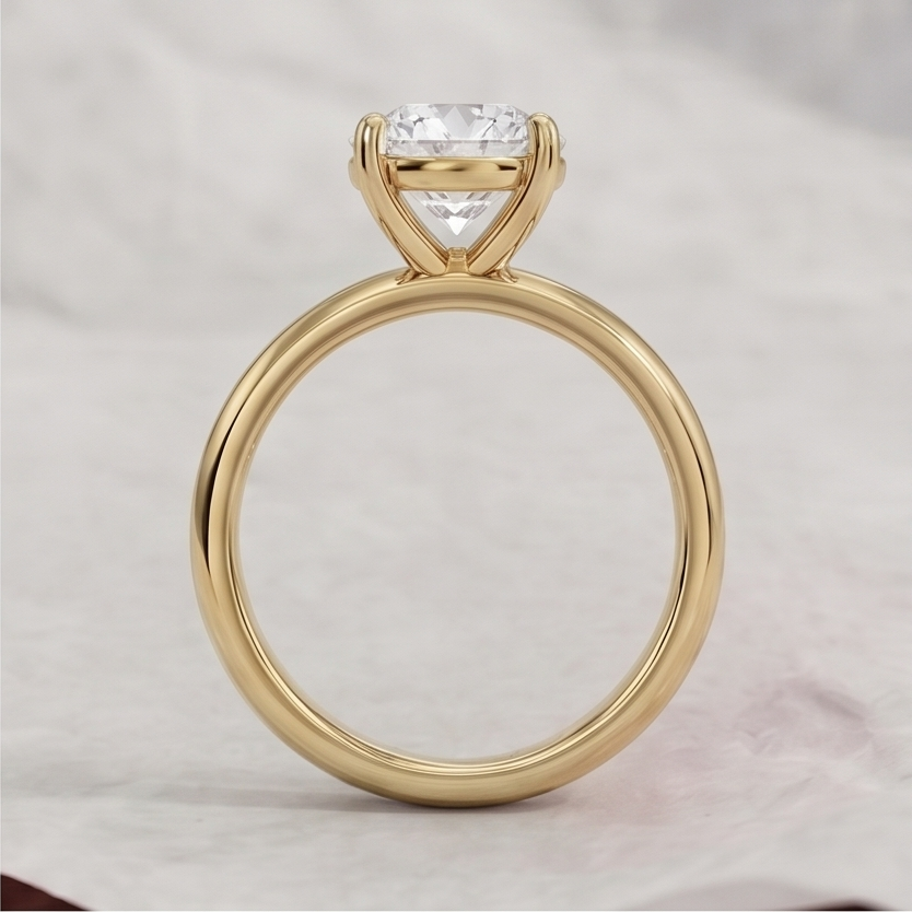 Round Cut Lab Grown Diamond Classic Solitaire Engagement Ring