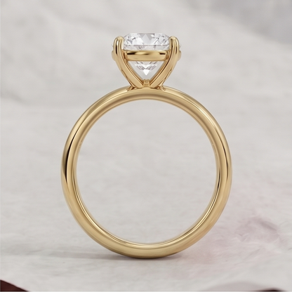 14K Gold 1 Carat Round Cut Lab Grown Diamond Solitaire Engagement Ring