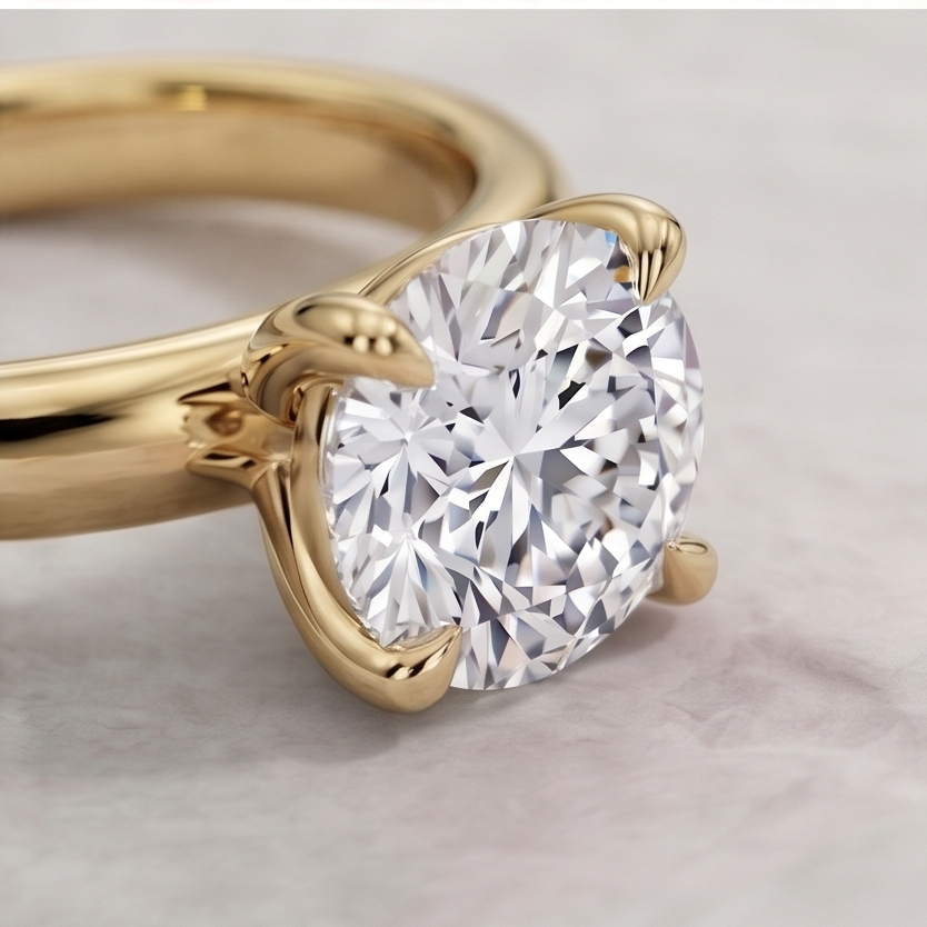 Round Cut Lab Grown Diamond Classic Solitaire Engagement Ring