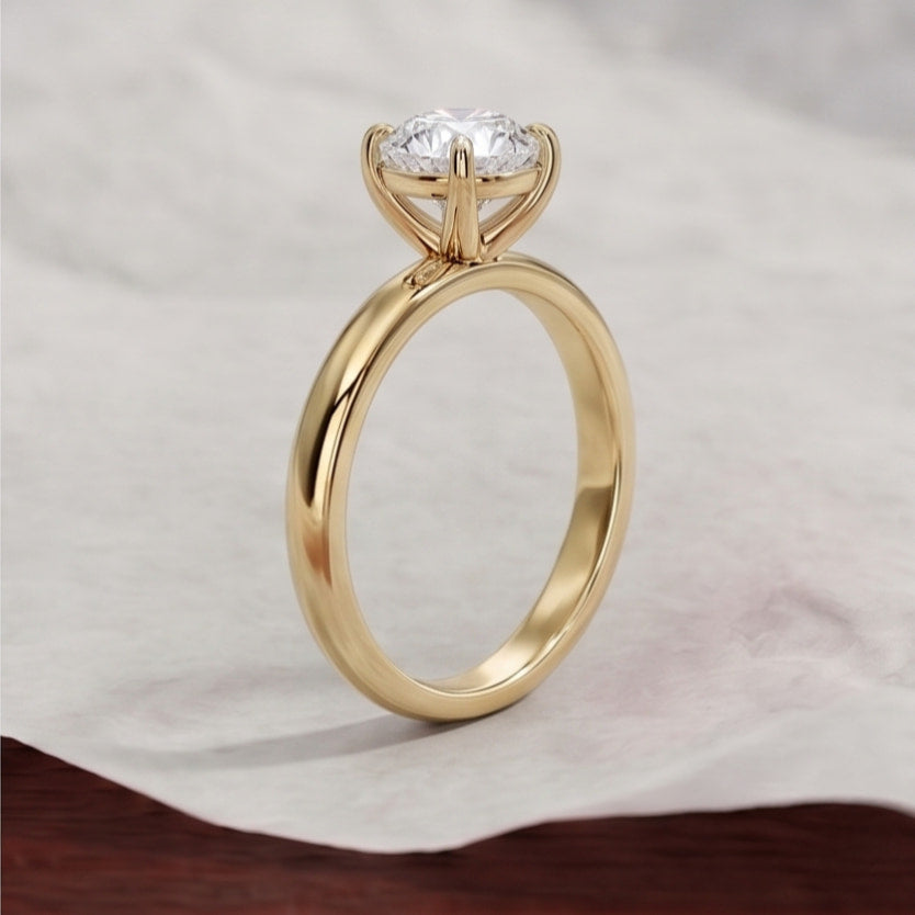 round cut lab grown diamond classic solitaire engagement ring