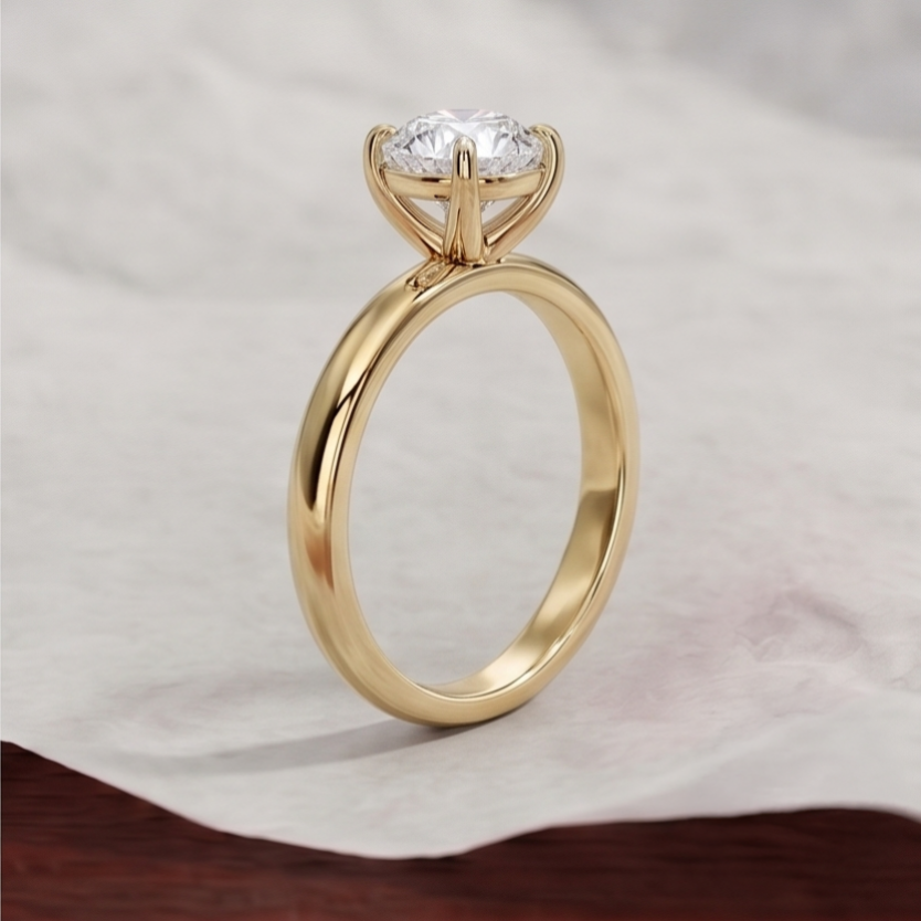 Round Cut Lab Grown Diamond Classic Solitaire Engagement Ring