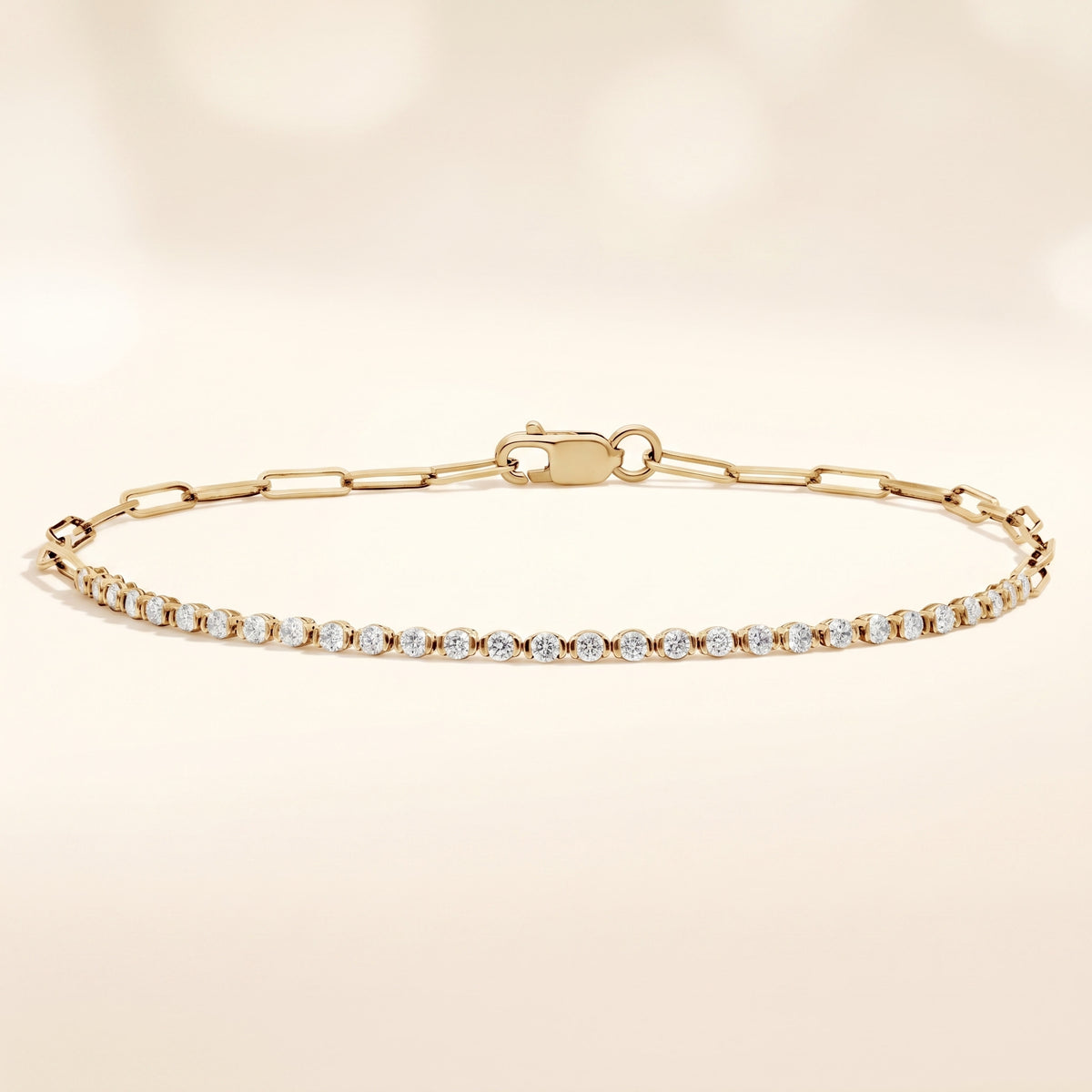 mini half tennis bracelet lab grown round diamond paperclip hybrid bracelet