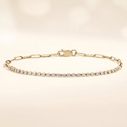 Mini Half Tennis Bracelet Lab Grown Round Diamond Paperclip Hybrid Bracelet