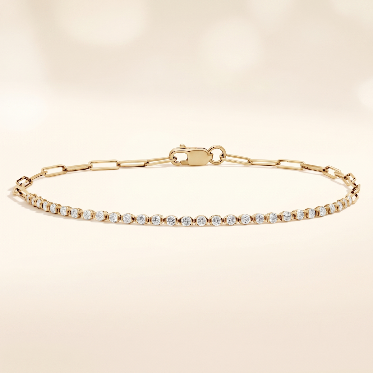 mini half tennis bracelet lab grown round diamond paperclip hybrid bracelet