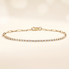 Mini Half Tennis Bracelet Lab Grown Round Diamond Paperclip Hybrid Bracelet