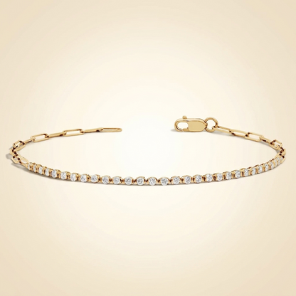 Mini Half Tennis Bracelet Lab Grown Round Diamond Paperclip Hybrid Bracelet