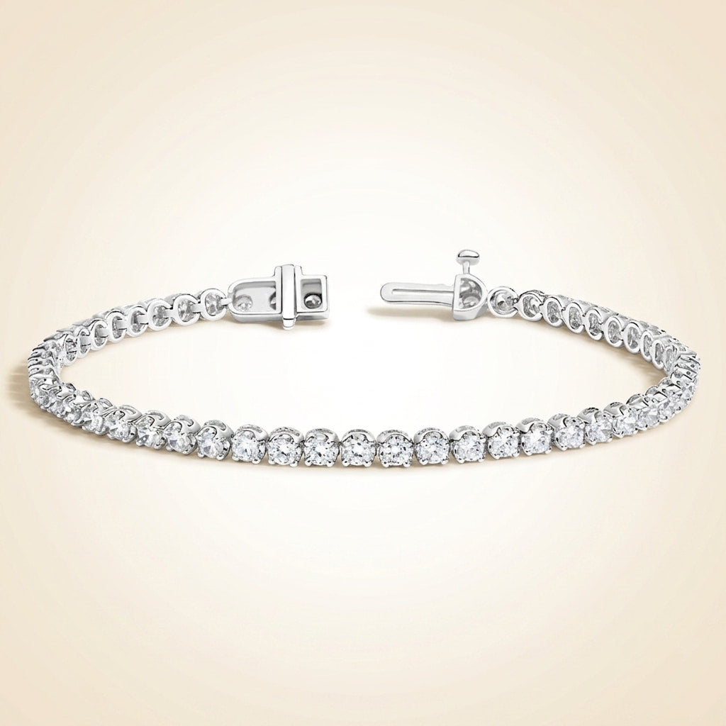 lab grown round diamond four-prong tennis bracelet