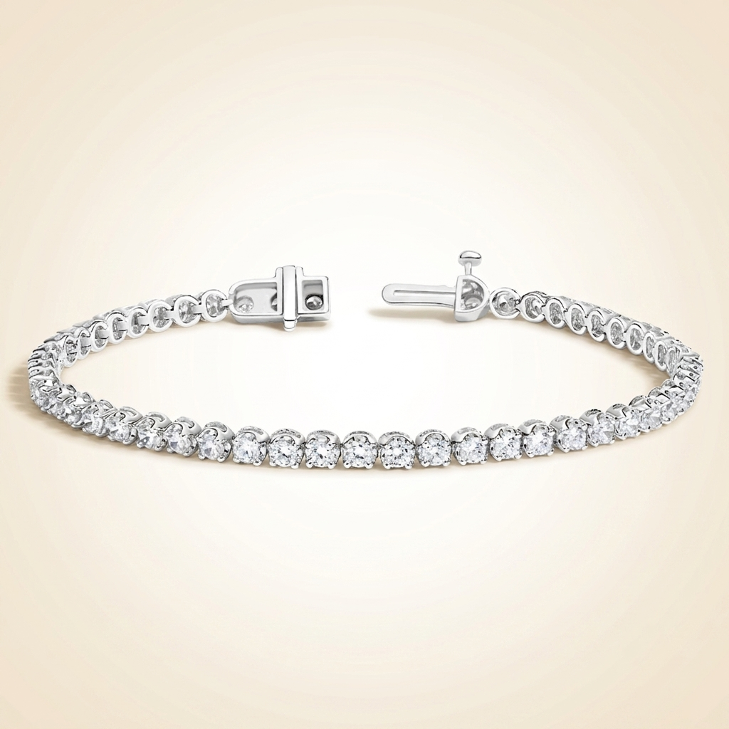 lab grown round diamond four-prong tennis bracelet