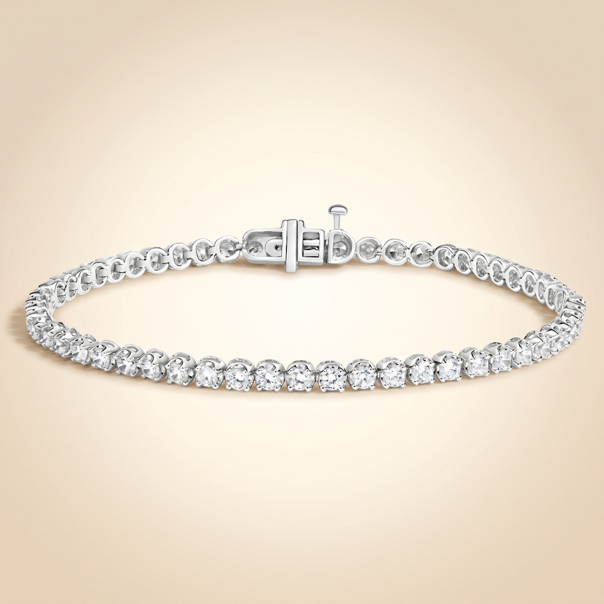 lab grown round diamond four-prong tennis bracelet
