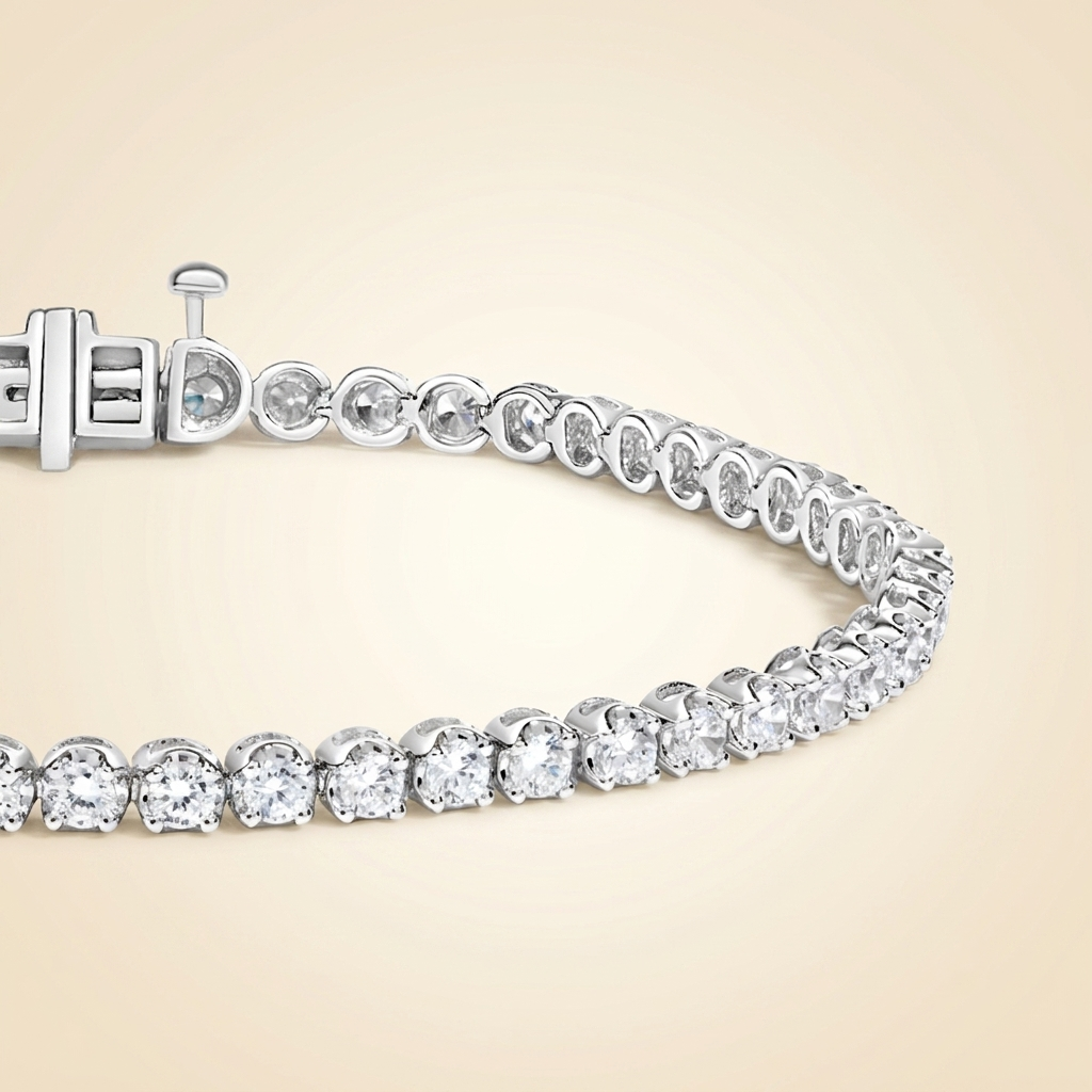 lab grown round diamond four-prong tennis bracelet