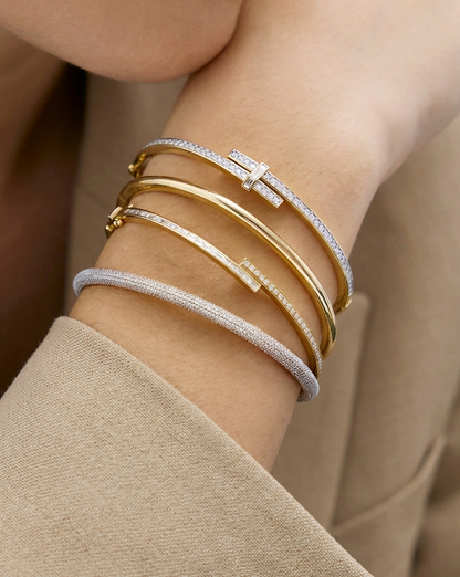 Lab Grown Baguette and Round Diamond Bypass Wrap Bangle