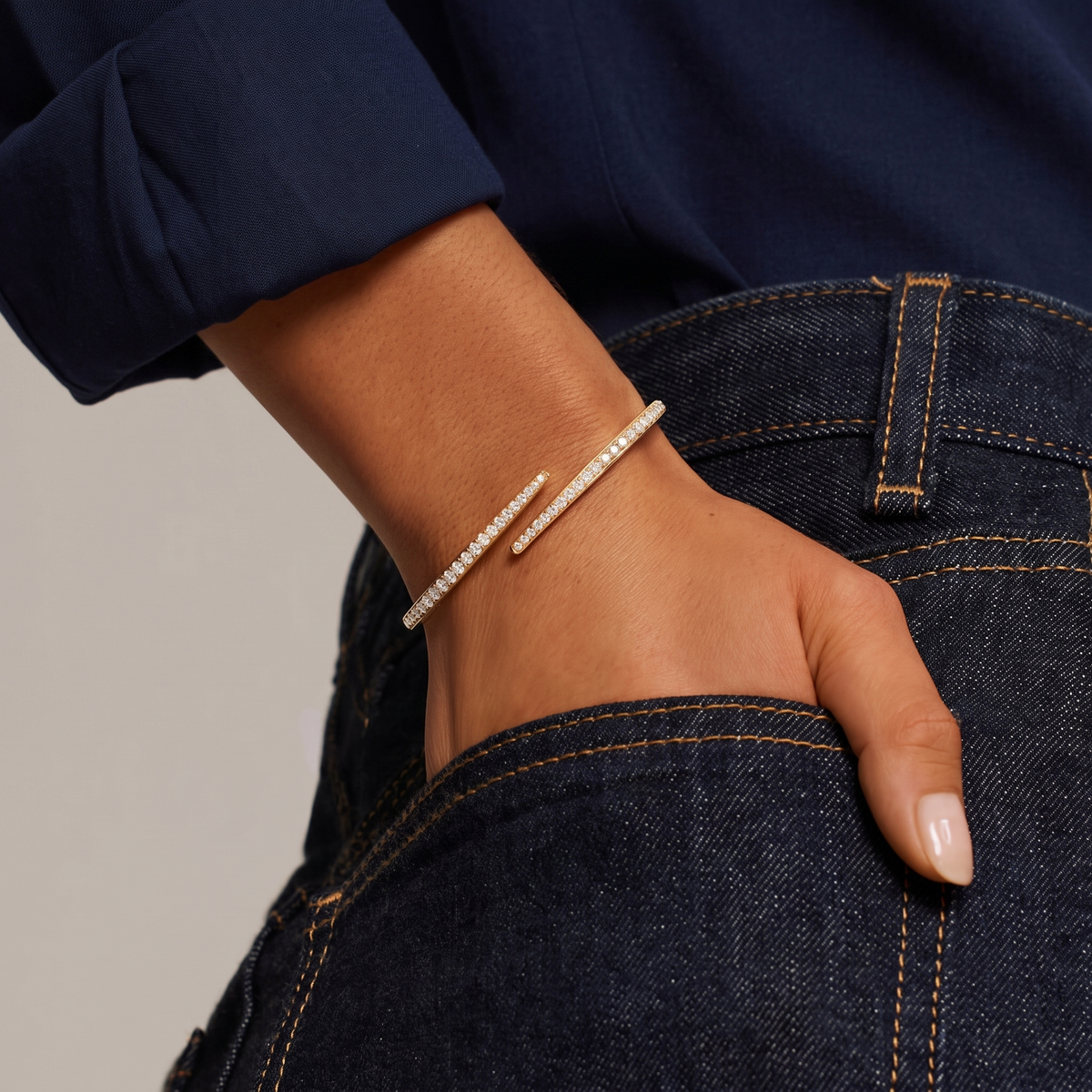 lab grown diamond pavé wrap hinged bracelet