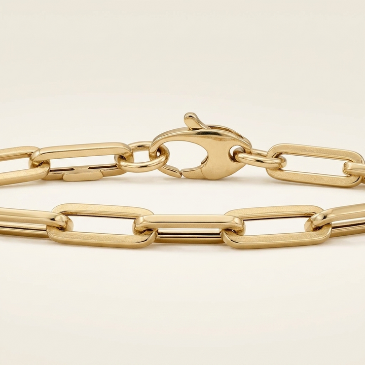 7.5" Classic Gold Paperclip Link Chain Bracelet