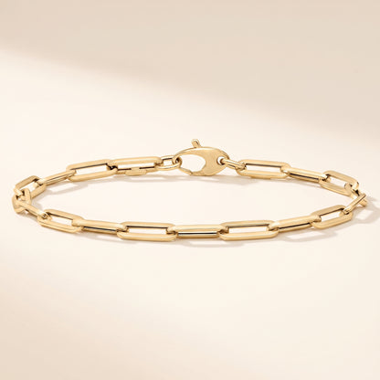 7.5" Classic Gold Paperclip Link Chain Bracelet
