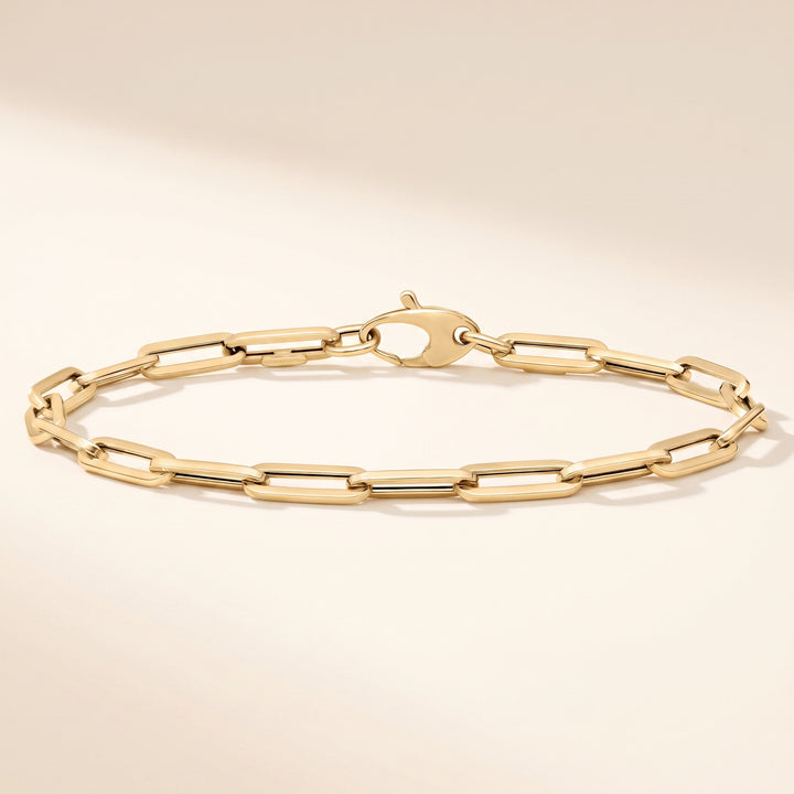 7.5" Classic Gold Paperclip Link Chain Bracelet