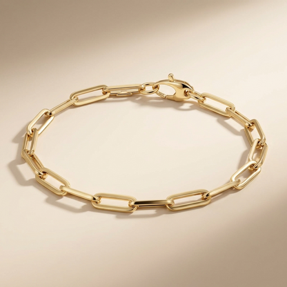 7.5" Classic Gold Paperclip Link Chain Bracelet