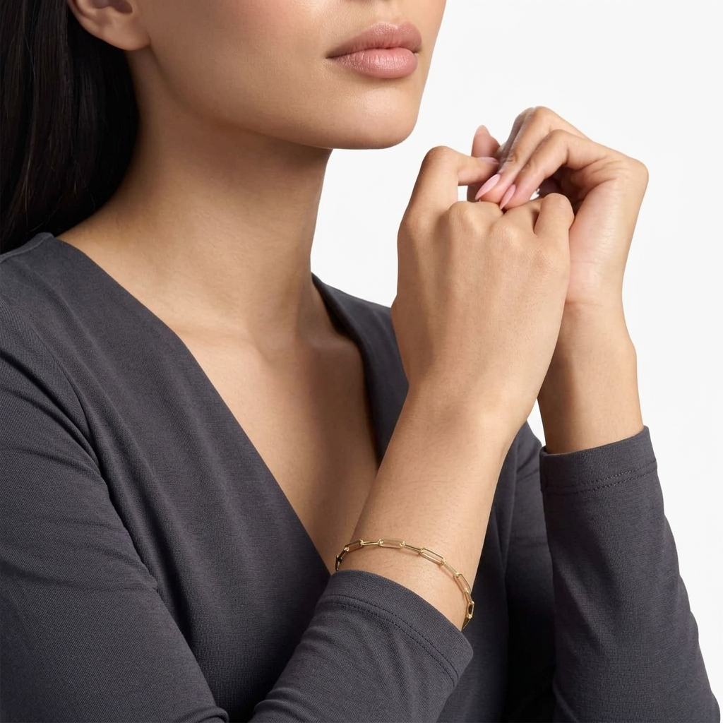 7.5" classic gold paperclip link chain bracelet