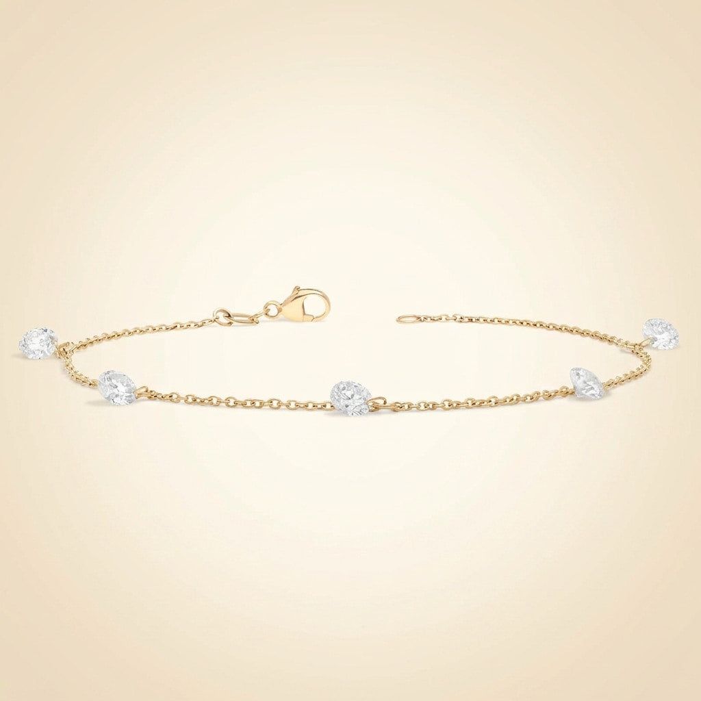 pierced diamond station bracelet with 1.25 ctw round cut lab-grown diamonds