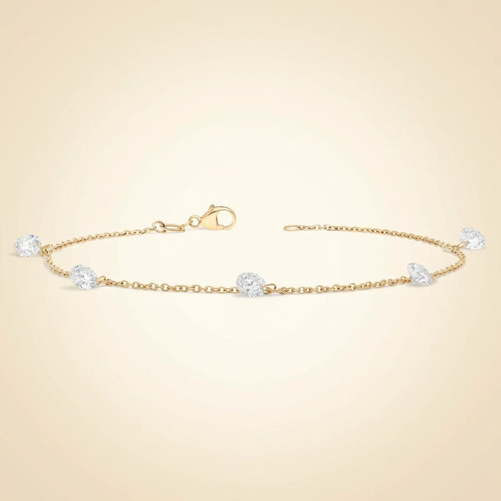 Pierced Diamond Station Bracelet with 1.25 CTW Round Cut Lab-Grown Diamonds