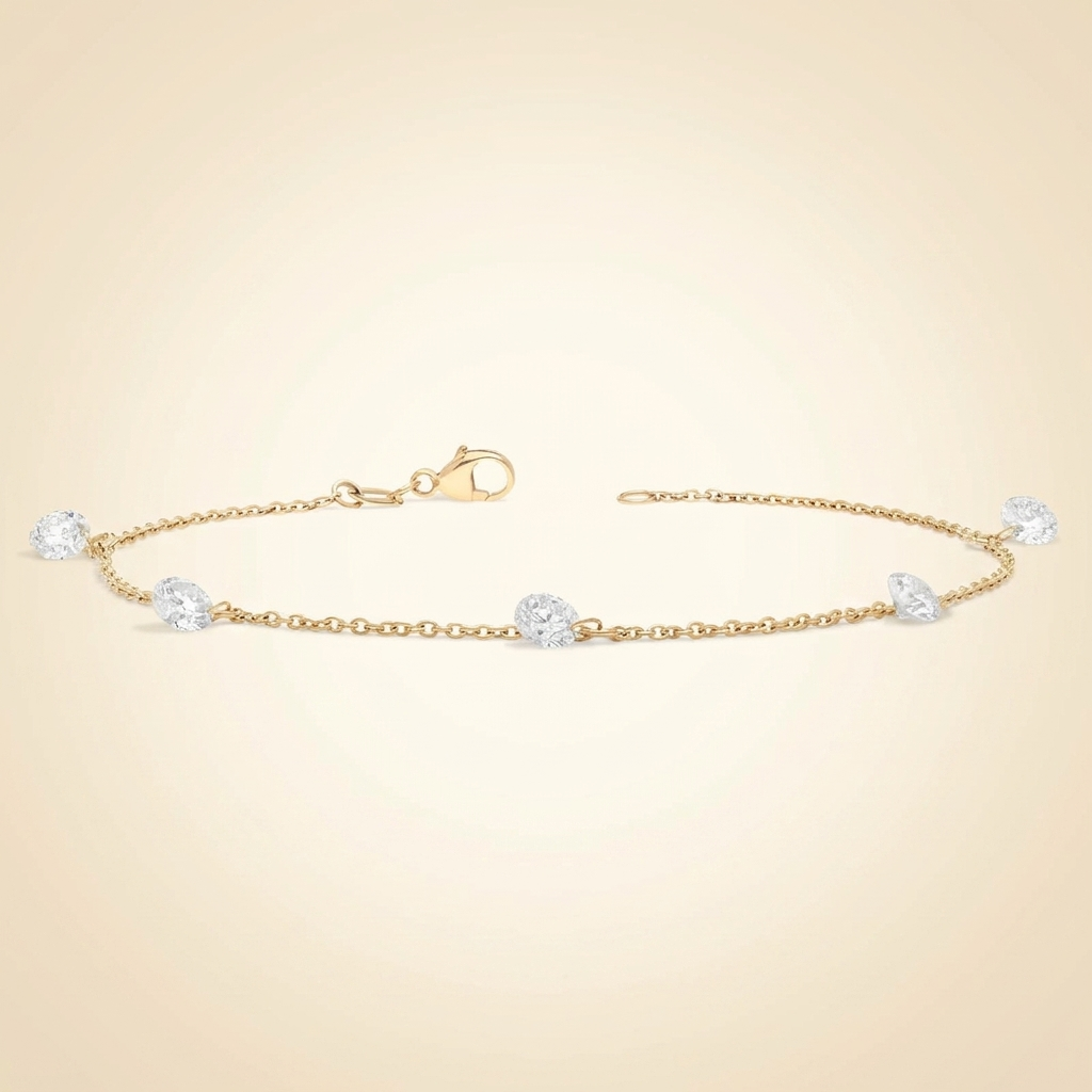 pierced diamond station bracelet with 1.25 ctw round cut lab-grown diamonds