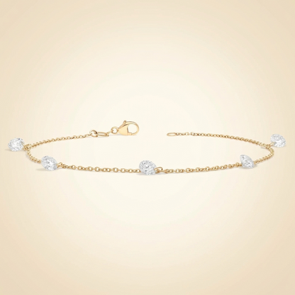 Pierced Diamond Station Bracelet with 1.25 CTW Round Cut Lab-Grown Diamonds