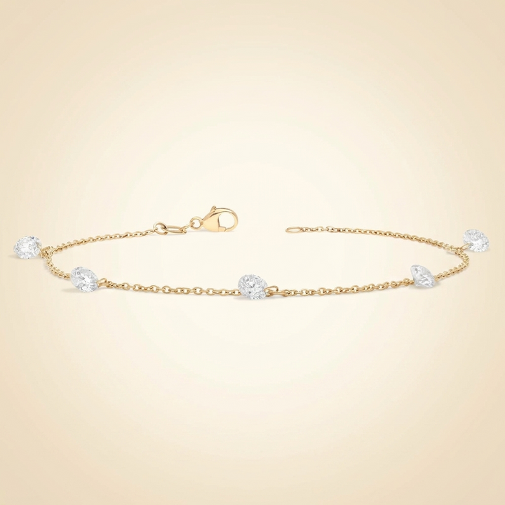 Pierced Diamond Station Bracelet with 1.25 CTW Round Cut Lab-Grown Diamonds