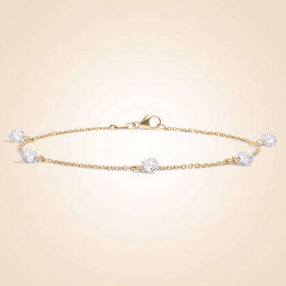 Pierced Diamond Station Bracelet with 1.25 CTW Round Cut Lab-Grown Diamonds