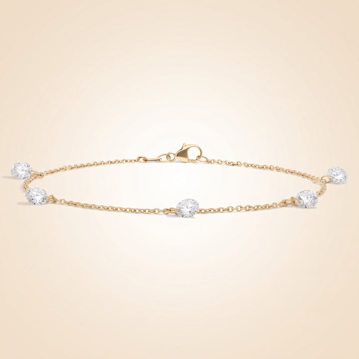 Pierced Diamond Station Bracelet with 1.25 CTW Round Cut Lab-Grown Diamonds