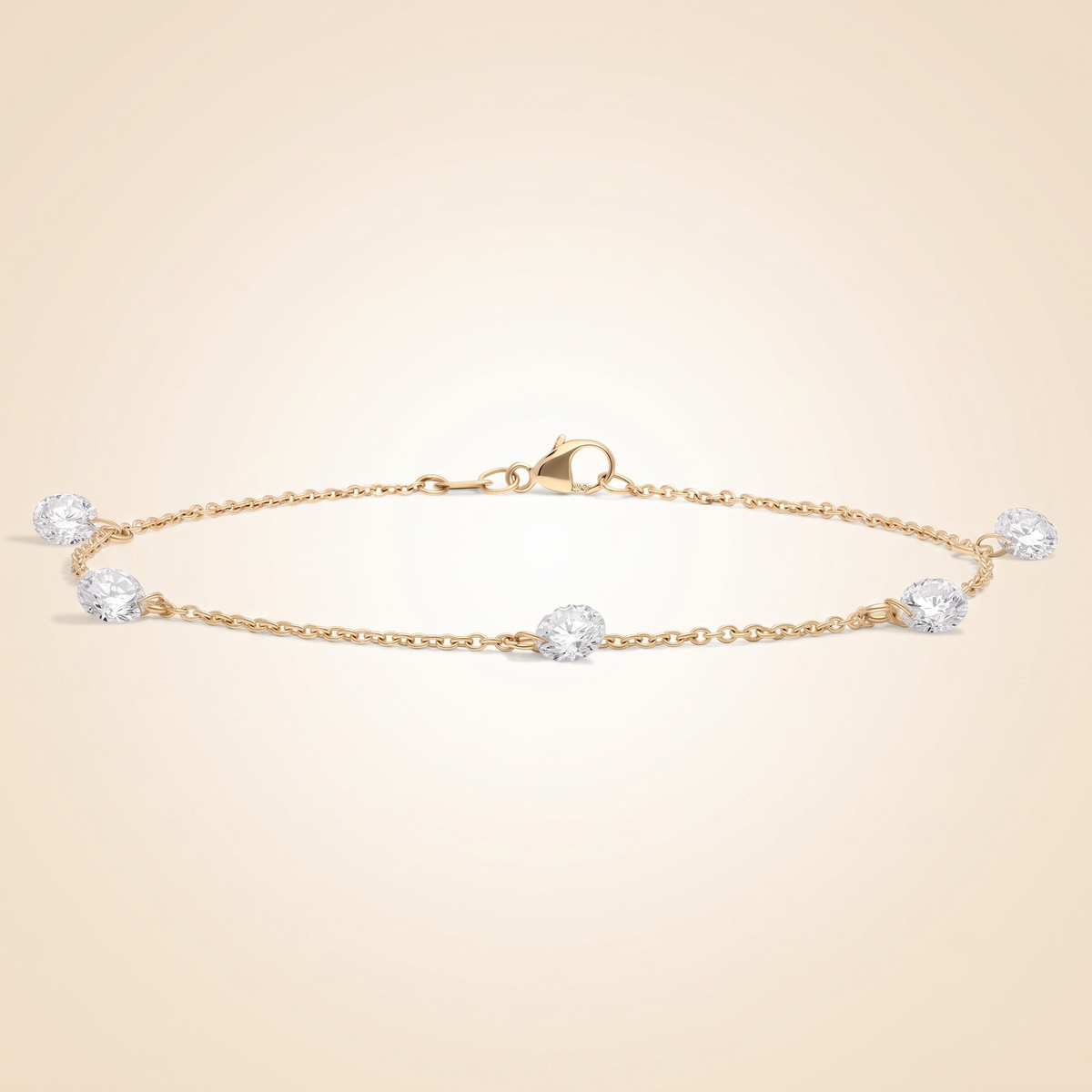 pierced diamond station bracelet with 1.25 ctw round cut lab-grown diamonds
