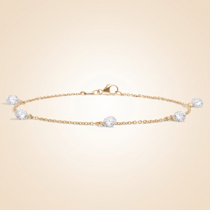Pierced Diamond Station Bracelet with 1.25 CTW Round Cut Lab-Grown Diamonds