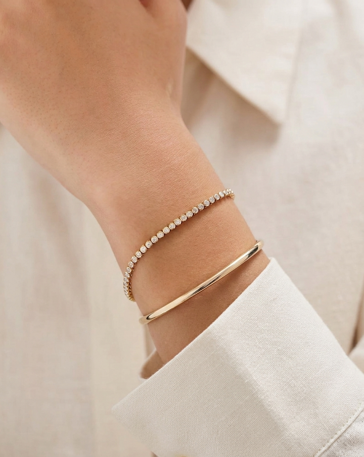 Lab Grown Graduated Bezel Set Diamond Tennis Bracelet