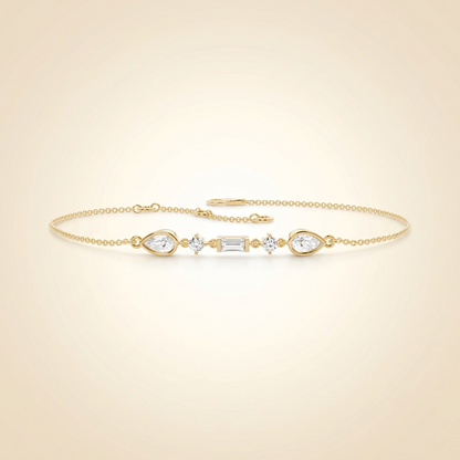 Multi-Shape Diamond Cluster Chain Bracelet in Gold