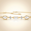 Multi-Shape Diamond Cluster Chain Bracelet in Gold