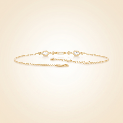 Multi-Shape Diamond Cluster Chain Bracelet in Gold