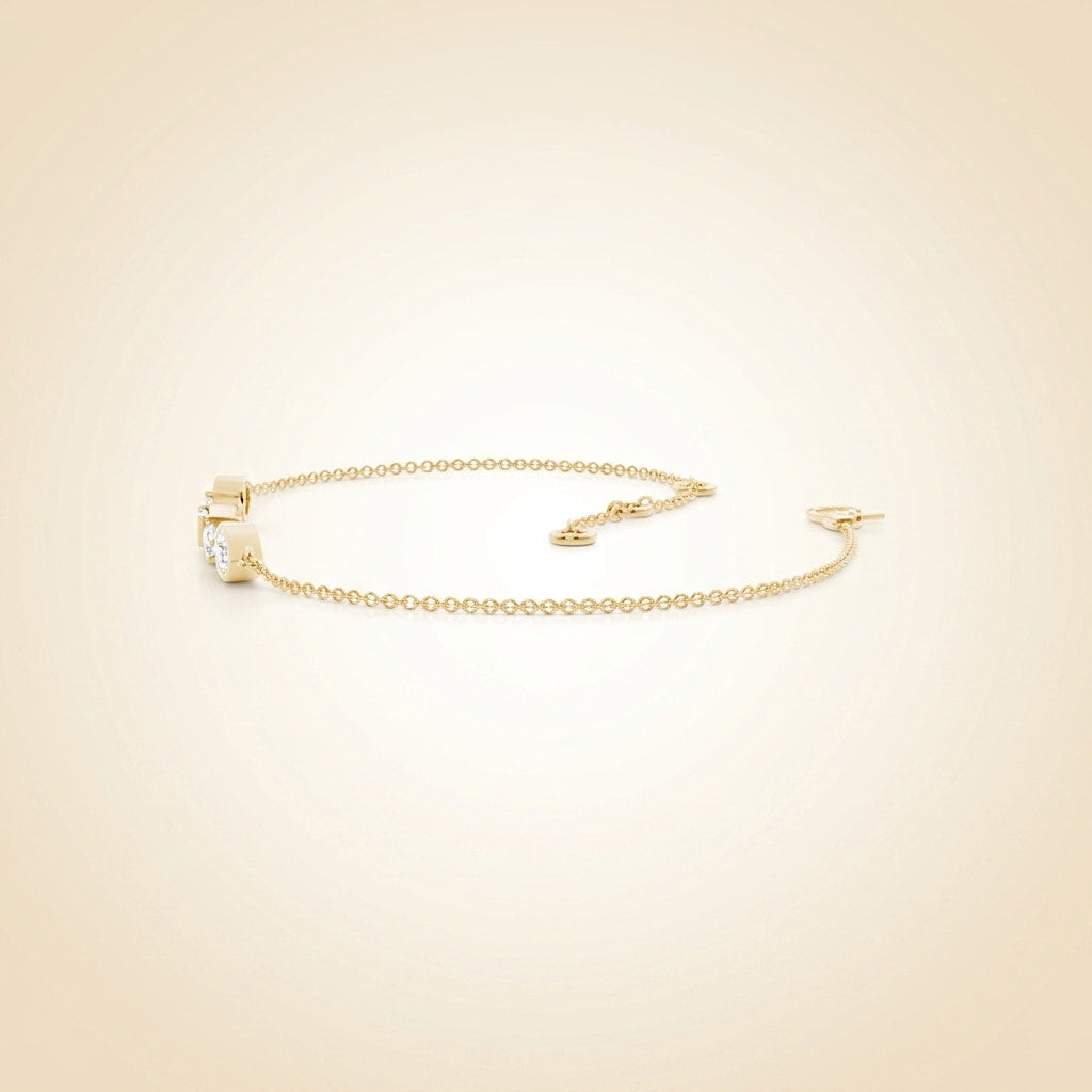 multi-shape diamond cluster chain bracelet in gold