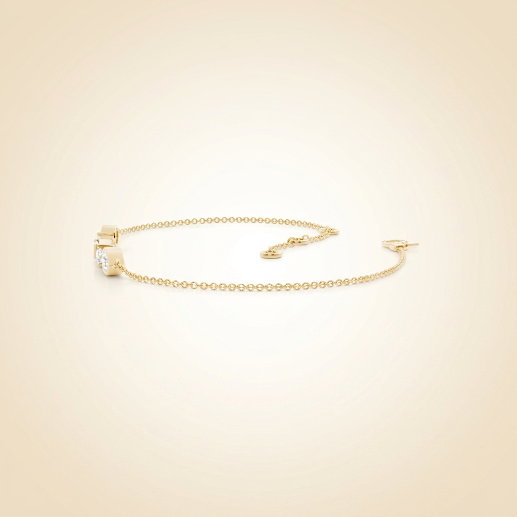 multi-shape diamond cluster chain bracelet in gold