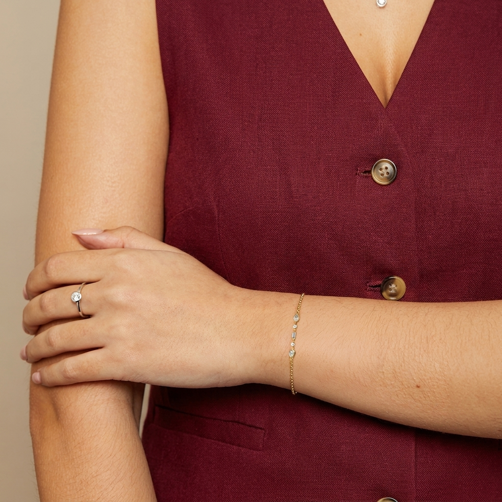 multi-shape diamond cluster chain bracelet in gold