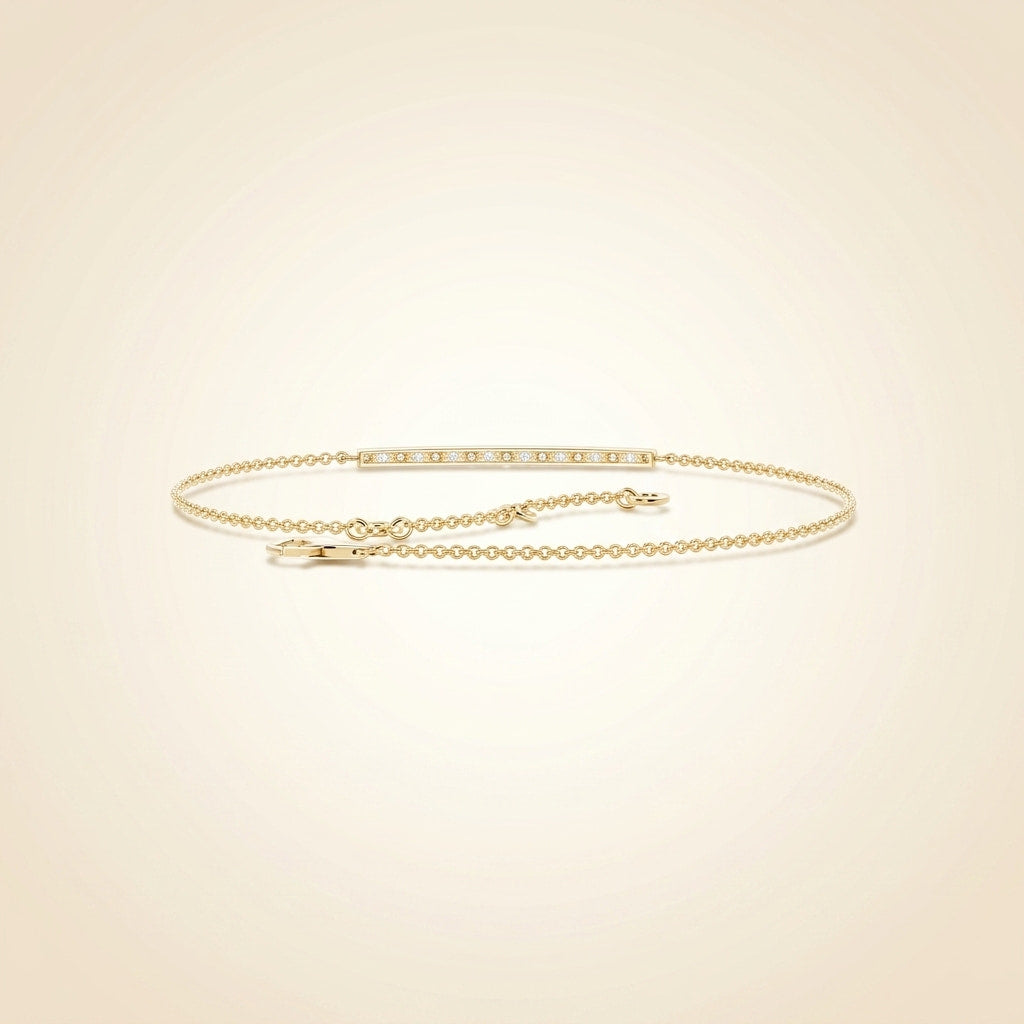 everyday chain baguette and round diamond bar chain bracelet in gold