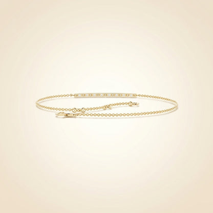 Everyday Chain Baguette and Round Diamond Bar Chain Bracelet in Gold