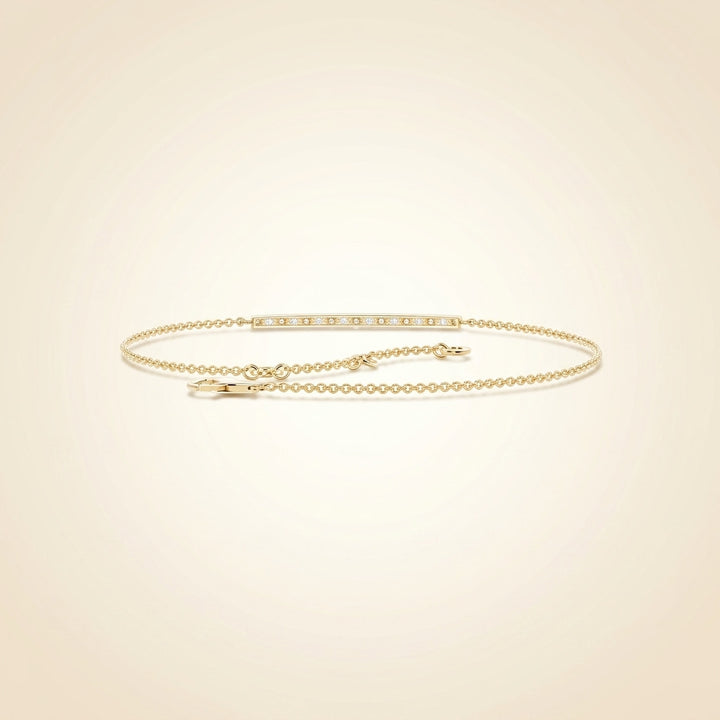 Everyday Chain Baguette and Round Diamond Bar Chain Bracelet in Gold